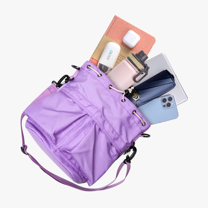 Nylon Kordelzug-Beuteltasche mit abnehmbarem Griff und Schultergurt