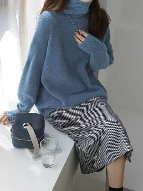 Damen Rollkragenpullover Mit Lockerem Schnitt