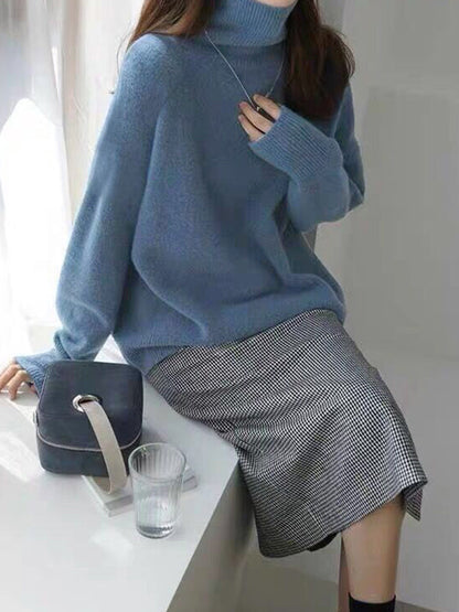 Damen Rollkragenpullover Mit Lockerem Schnitt