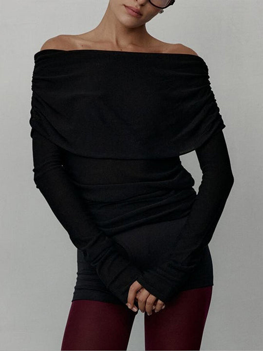 Damen Off Shoulder Pullover Mit Langem Arm
