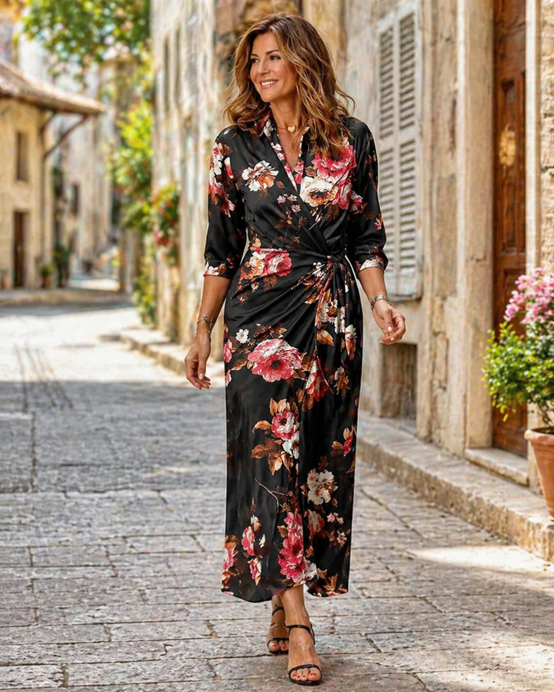 Maxikleid mit Grafikdruck und lockerem Schnitt
