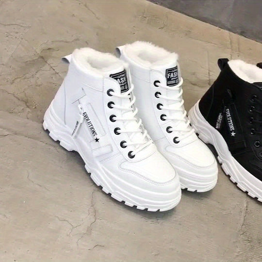 Gefütterte High-Top Winterstiefel mit Profilsohle für Damen