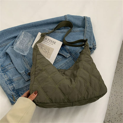 Gesteppte Diamond Puffer Schultertasche Leichtes Nylon