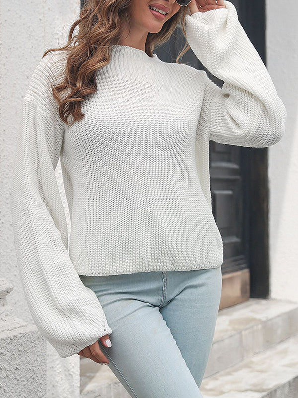 Damen Strickpullover Mit Rundhals Und Lockeren Ärmeln