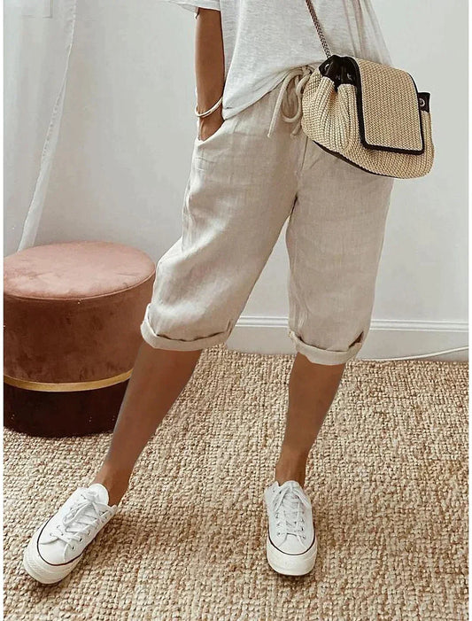 Elegante Damen Leinen Sommerhose