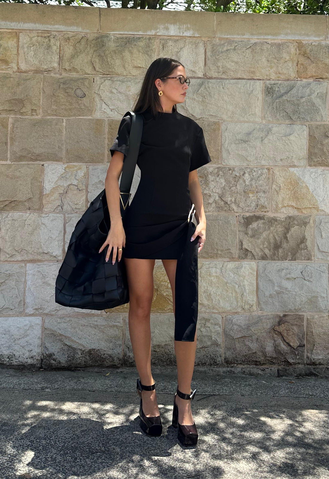 Mini-Kleid Eng anliegend Schwarz Bodycon