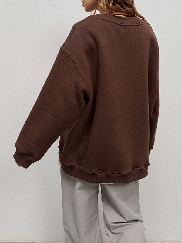 Damen Sweatshirt Locker Mit Rundhalsausschnitt