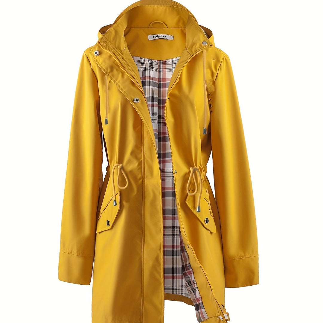 Trenchcoat mit Kapuze, Reißverschluss und Taillenzug für Damen