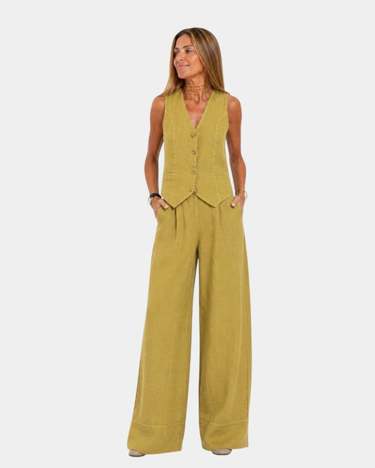 Damenanzug Weste und Hosen mit weitem Bein Set