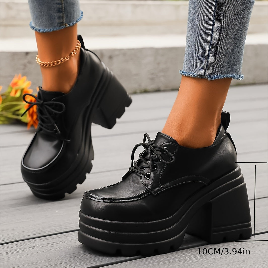 Damen Plateauschnürschuhe Im Retro Design