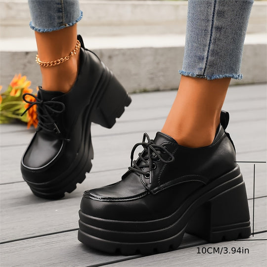 Damen Plateauschnürschuhe Im Retro Design