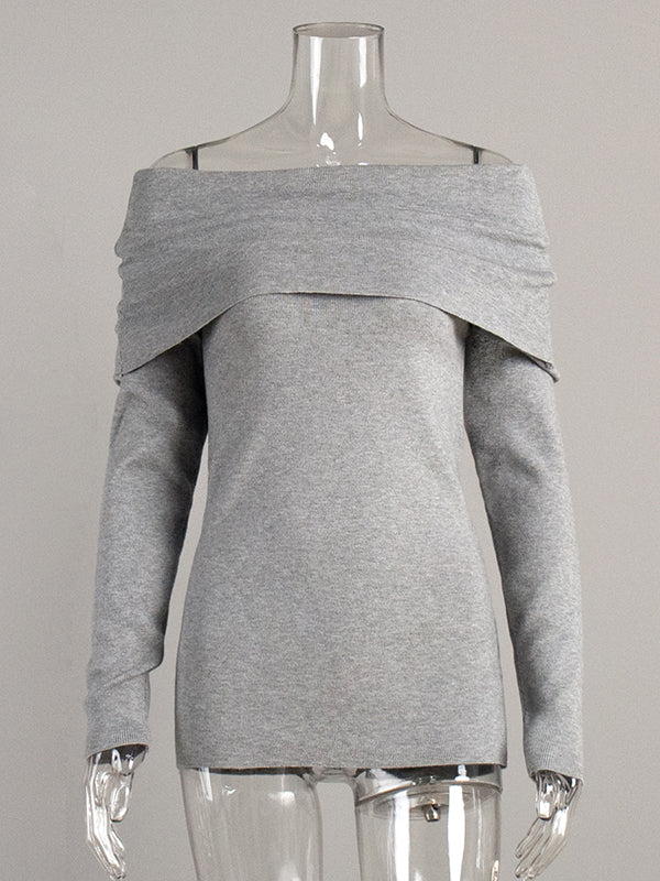 Damen Off Shoulder Pullover Mit Langem Arm