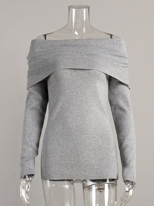 Damen Off Shoulder Pullover Mit Langem Arm