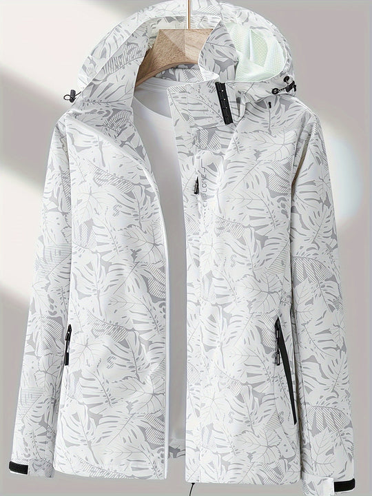 Camouflage Outdoorjacke mit abnehmbarer Kapuze für Damen
