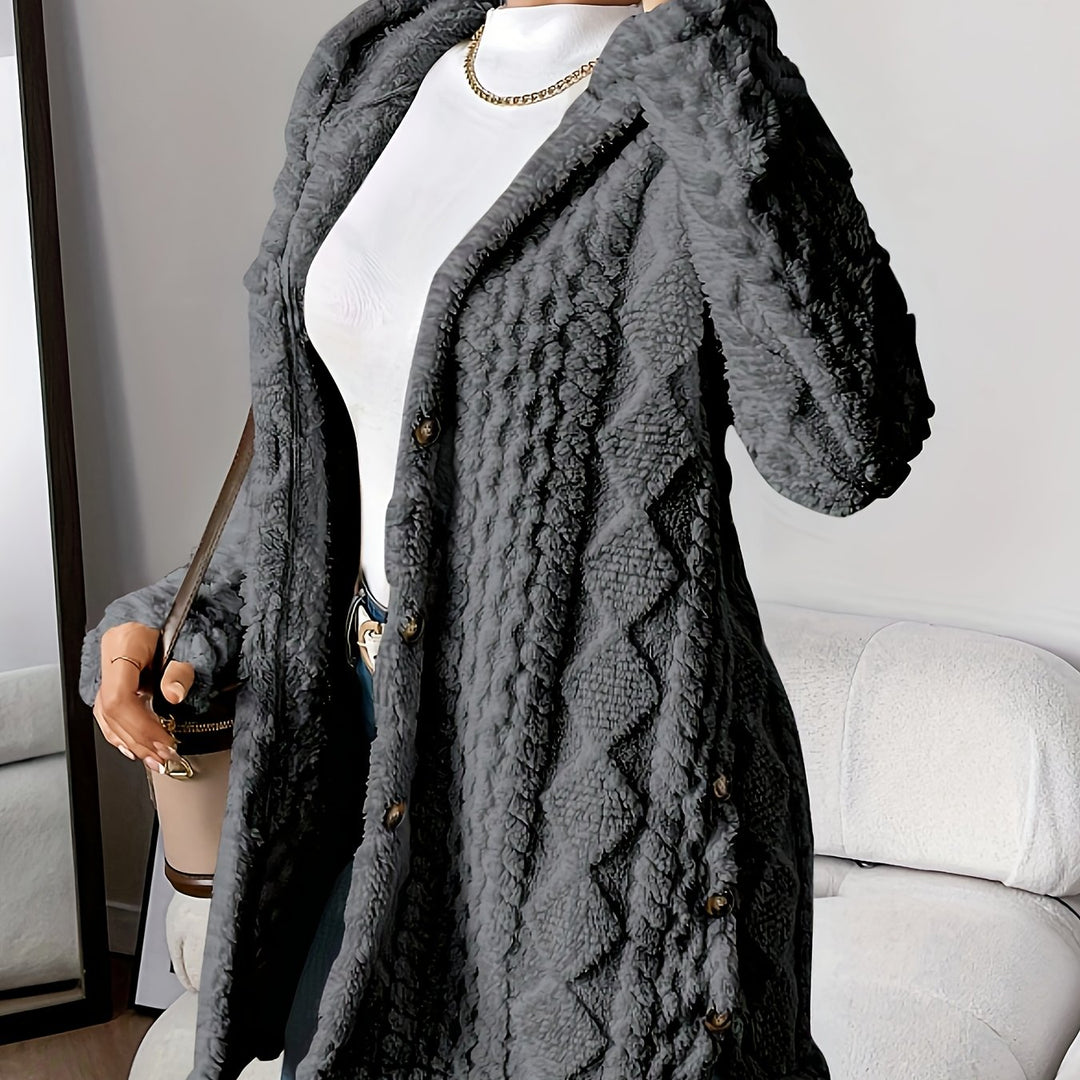 Lässiger Teddy-Mantel mit Knöpfen für Damen