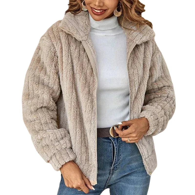 Damen Fleecejacke Mit Kuscheligem Design