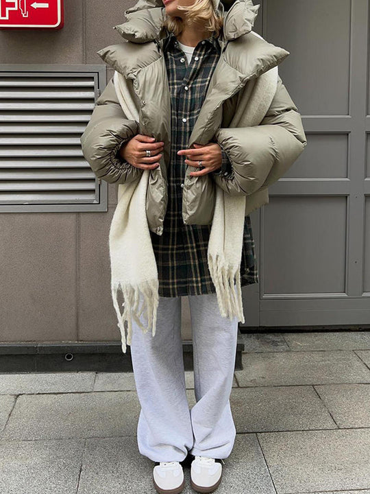Damen Winter Steppjacke Mit Kapuze Im Lockeren Schnitt