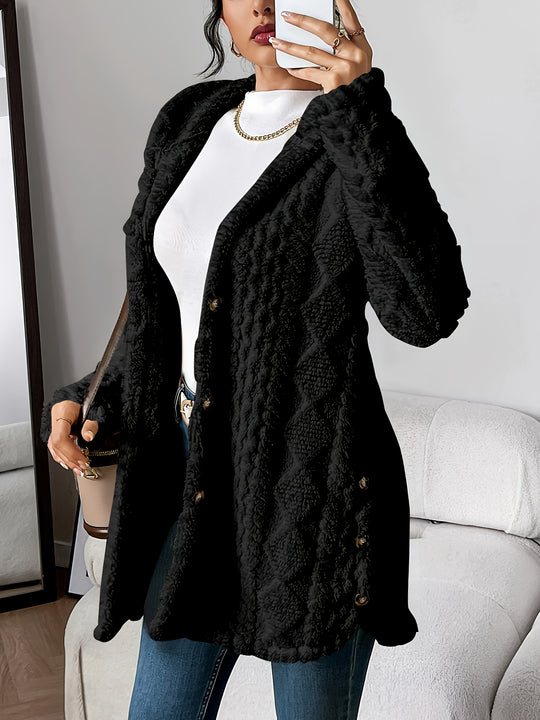 Lässiger Teddy-Mantel mit Knöpfen für Damen