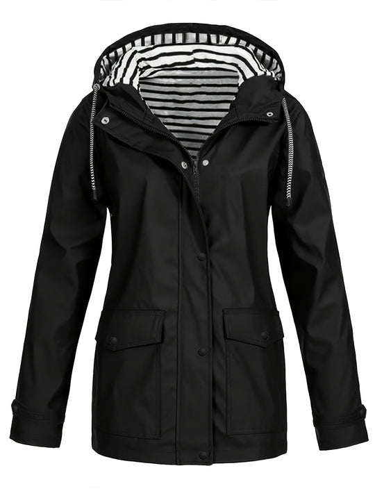 Gestreifte Jacke mit Kapuze und Reißverschluss für Damen