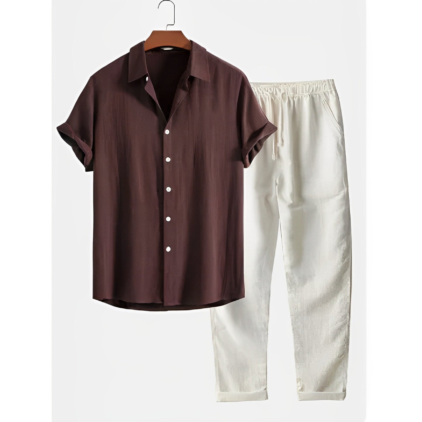 Herren Freizeit Leinen Hemd und Hose Set für den Sommer