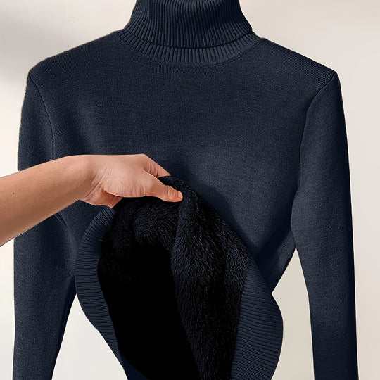 Rollkragen Pullover in Unifarbe für Damen