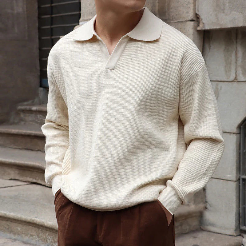 Herren V Neck Polo Mit Strukturiertem Strick