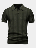 Herren Pullover-Poloshirt mit offenem Kragen und geripptem Saum