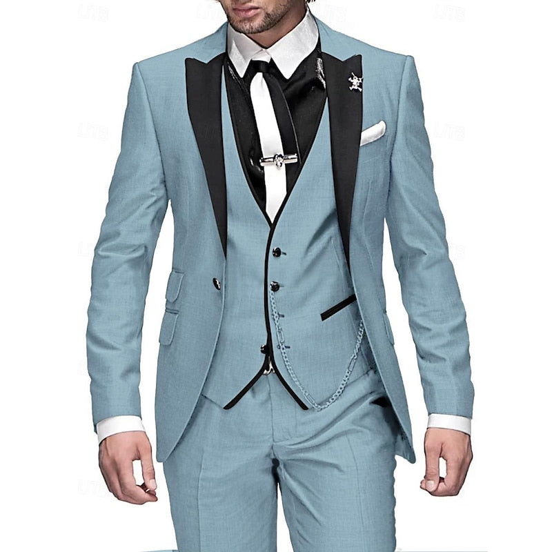 Herren Leinen Anzug Dreiteilig Mit Blazer Weste Und Hose