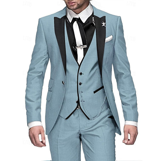 Herren Leinen Anzug Dreiteilig Mit Blazer Weste Und Hose