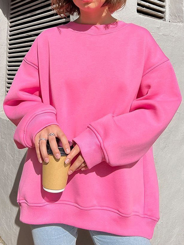 Damen Sweatshirt Locker Mit Rundhalsausschnitt