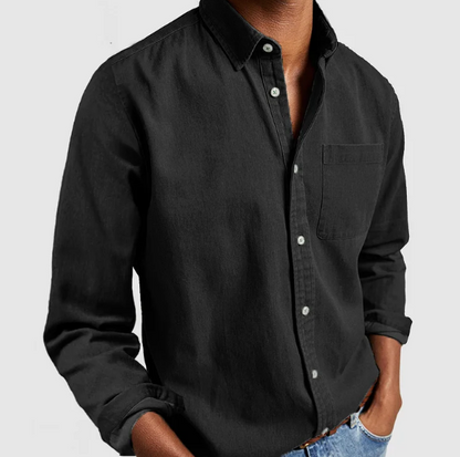 Herren Leinenhemd Leichtes Sommer Casual Hemd