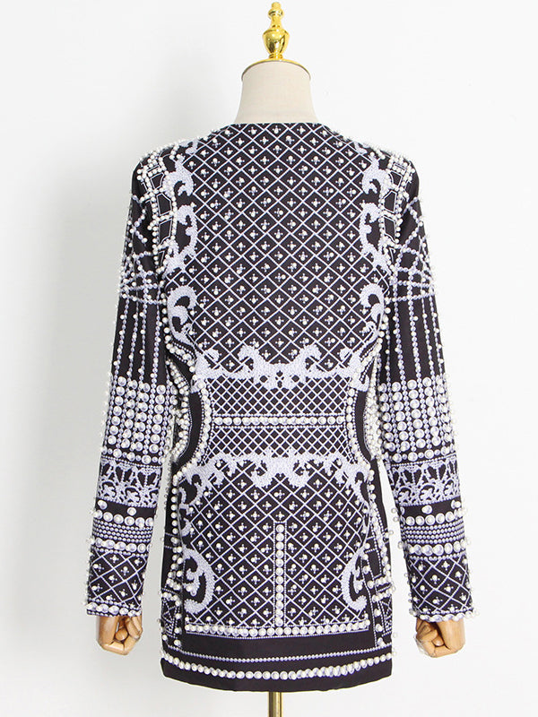 Damen Blazer Mit Perlenverzierung Und V Ausschnitt