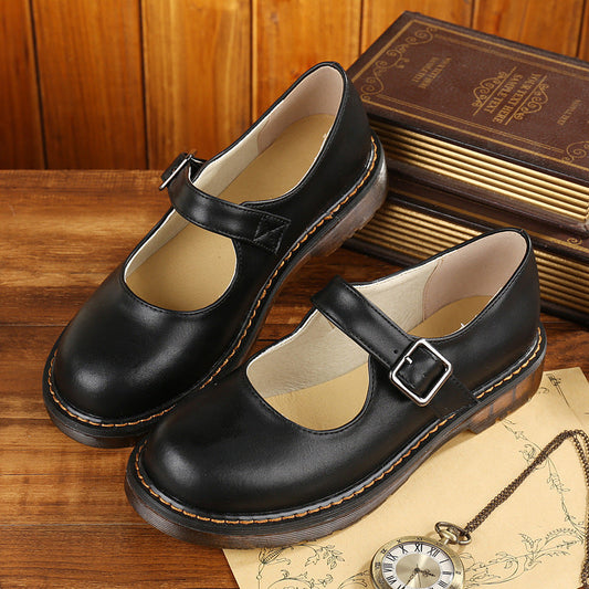 Damen Mary Jane Retro Schuhe Mit Niedrigem Absatz