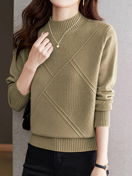 Strukturierter Pullover mit Stehkragen für Damen