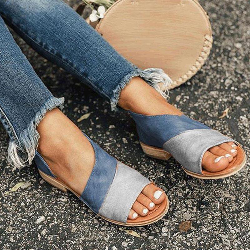 Damen Sandalen Mit Cut Outs Zweifarbig Offen