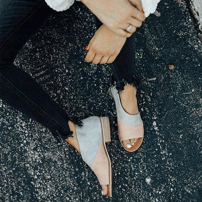 Damen Sandalen zweifarbig mit gepolsterter Innensohle und offenem Design