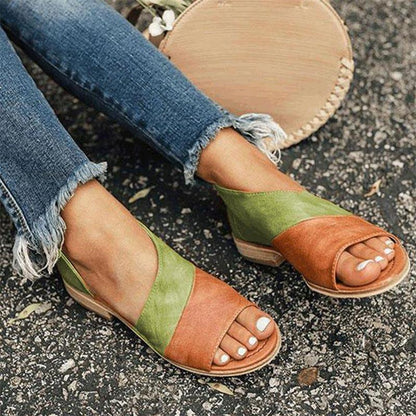 Damen Sandalen Mit Cut Outs Zweifarbig Offen