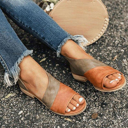 Damen Sandalen Mit Cut Outs Zweifarbig Offen
