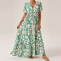 Maxikleid mit Blumenmuster, atmungsaktiv und gestuft