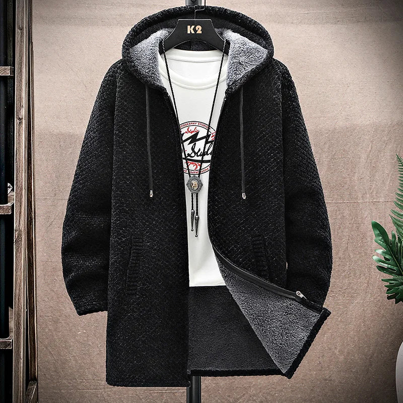 Herren Kapuzenjacke Mit Weichem Fleecefutter