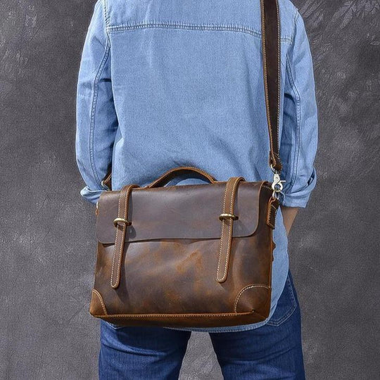Rustikale Umhängetasche aus Leder im Retro-Stil