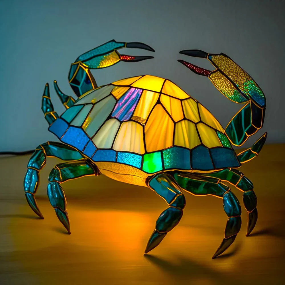 Kunstvolle Tier-Tischlampe mit Buntglaseffekt