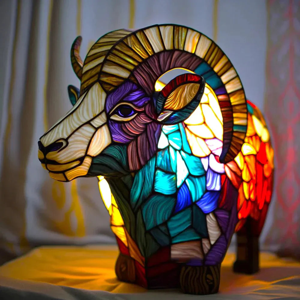 Kunstvolle Tier-Tischlampe mit Buntglaseffekt