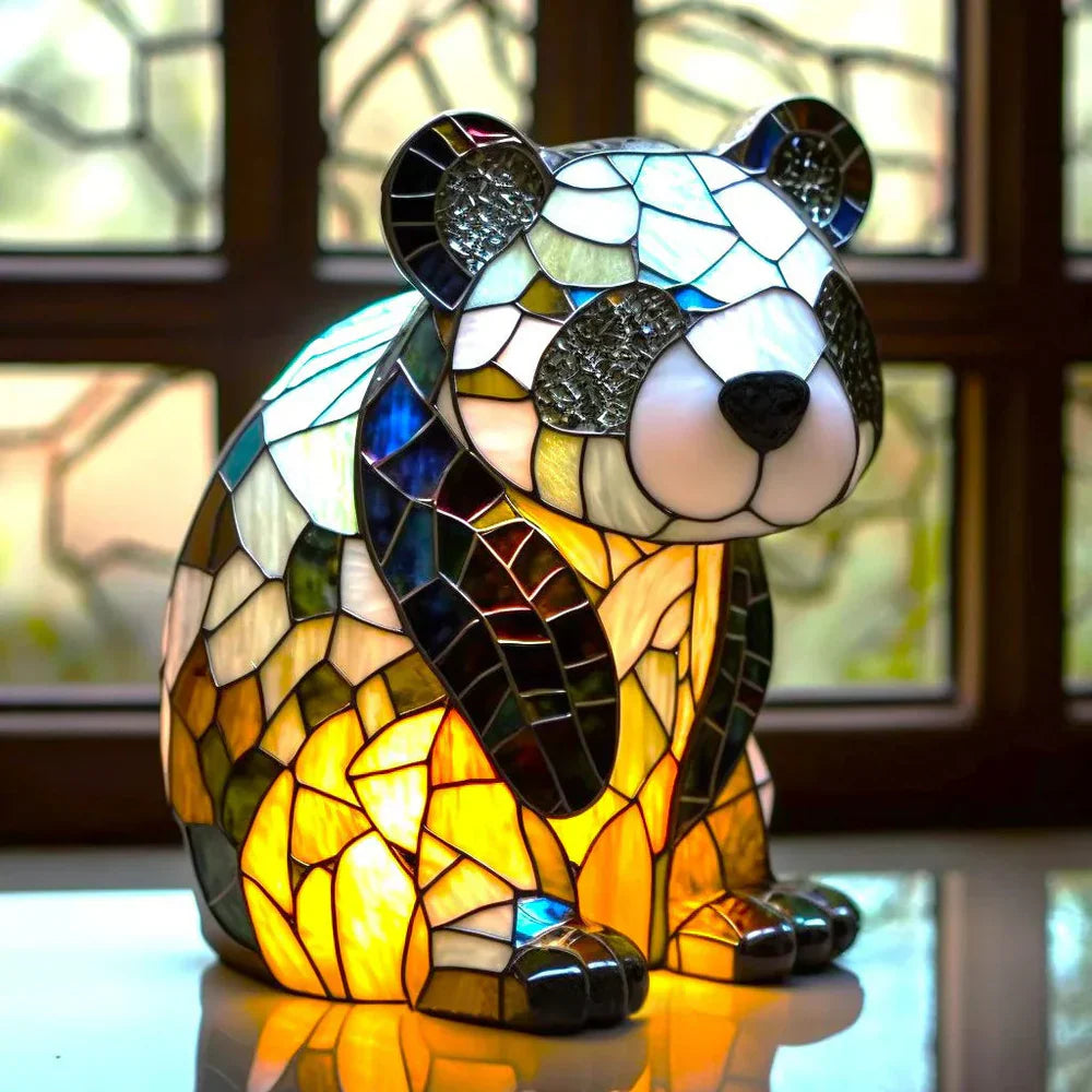 Kunstvolle Tier-Tischlampe mit Buntglaseffekt