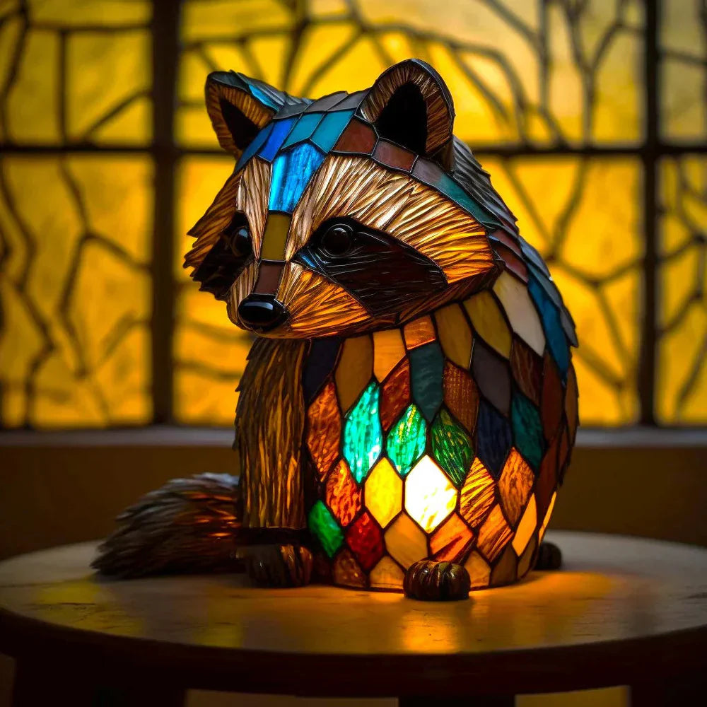 Kunstvolle Tier-Tischlampe mit Buntglaseffekt