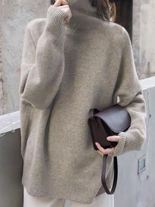 Damen Rollkragenpullover Mit Lockerem Schnitt