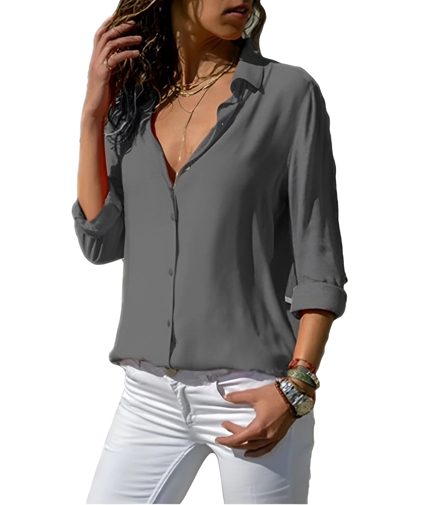 Seidenbluse mit langen Ärmeln für Damen