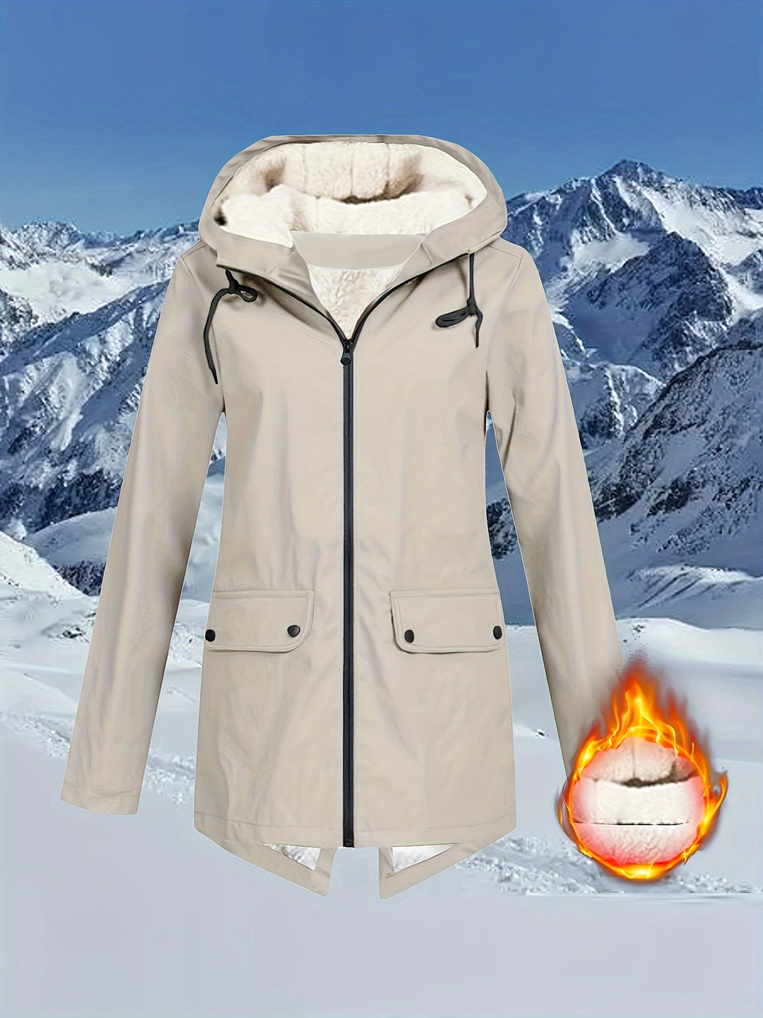 Windbreaker Jacke mit Kapuze und Reißverschluss für Damen