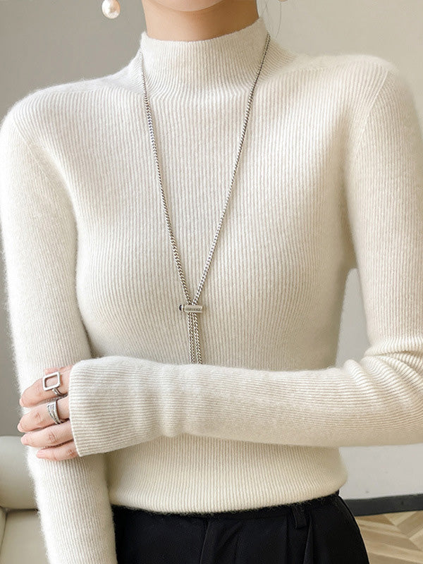 Damen Strickpullover Mit Halbhohem Kragen Und Schmalem Schnitt
