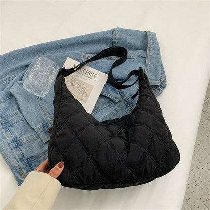 Gesteppte Diamond Puffer Schultertasche Leichtes Nylon